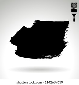 Black brush stroke and texture. Grunge vector abstract hand - painted element. Underline and border design.