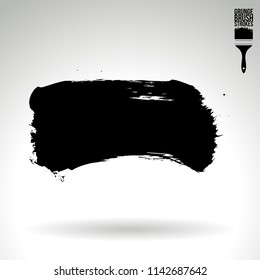 Black brush stroke and texture. Grunge vector abstract hand - painted element. Underline and border design.