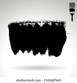Black brush stroke and texture. Grunge vector abstract hand - painted element. Underline and border design.