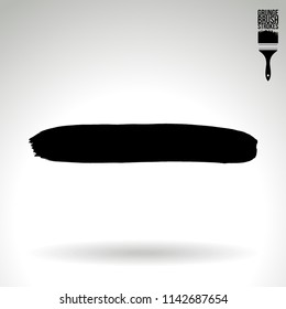 Black brush stroke and texture. Grunge vector abstract hand - painted element. Underline and border design.