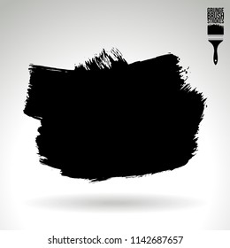 Black brush stroke and texture. Grunge vector abstract hand - painted element. Underline and border design.
