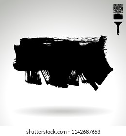Black brush stroke and texture. Grunge vector abstract hand - painted element. Underline and border design.
