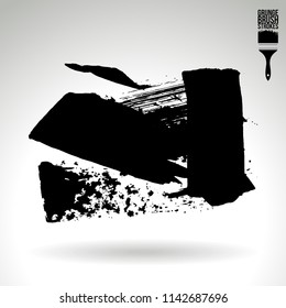 Black brush stroke and texture. Grunge vector abstract hand - painted element. Underline and border design.