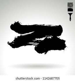 Black brush stroke and texture. Grunge vector abstract hand - painted element. Underline and border design.