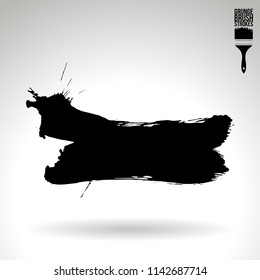 Black brush stroke and texture. Grunge vector abstract hand - painted element. Underline and border design.