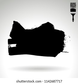 Black brush stroke and texture. Grunge vector abstract hand - painted element. Underline and border design.