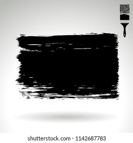 Black brush stroke and texture. Grunge vector abstract hand - painted element. Underline and border design.