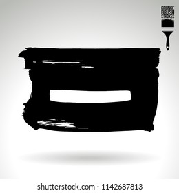 Black brush stroke and texture. Grunge vector abstract hand - painted element. Underline and border design.