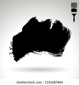Black brush stroke and texture. Grunge vector abstract hand - painted element. Underline and border design.