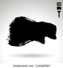 Black brush stroke and texture. Grunge vector abstract hand - painted element. Underline and border design.