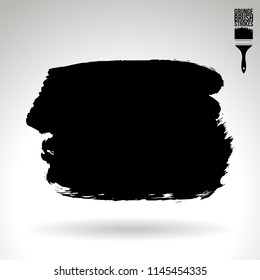 Black brush stroke and texture. Grunge vector abstract hand - painted element. Underline and border design.