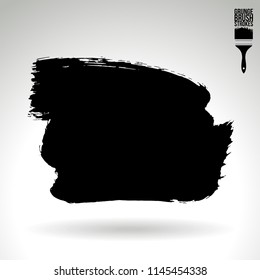 Black brush stroke and texture. Grunge vector abstract hand - painted element. Underline and border design.