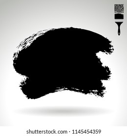 Black brush stroke and texture. Grunge vector abstract hand - painted element. Underline and border design.