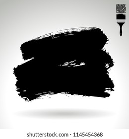 Black brush stroke and texture. Grunge vector abstract hand - painted element. Underline and border design.