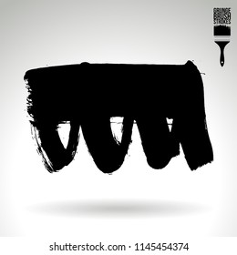 Black brush stroke and texture. Grunge vector abstract hand - painted element. Underline and border design.