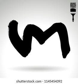 Black brush stroke and texture. Grunge vector abstract hand - painted element. Underline and border design.