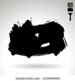 Black brush stroke and texture. Grunge vector abstract hand - painted element. Underline and border design.