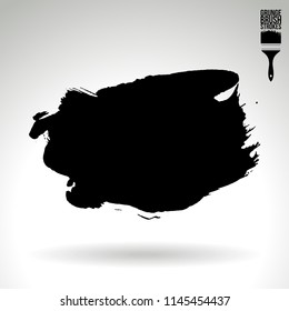 Black brush stroke and texture. Grunge vector abstract hand - painted element. Underline and border design.
