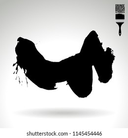 Black brush stroke and texture. Grunge vector abstract hand - painted element. Underline and border design.