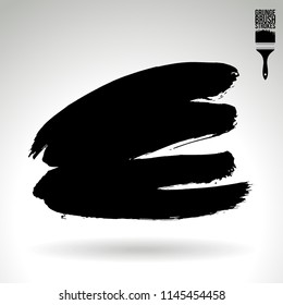 Black brush stroke and texture. Grunge vector abstract hand - painted element. Underline and border design.