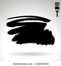 Black brush stroke and texture. Grunge vector abstract hand - painted element. Underline and border design.