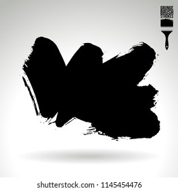 Black brush stroke and texture. Grunge vector abstract hand - painted element. Underline and border design.