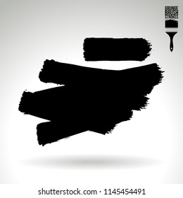 Black brush stroke and texture. Grunge vector abstract hand - painted element. Underline and border design.