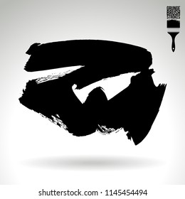 Black brush stroke and texture. Grunge vector abstract hand - painted element. Underline and border design.