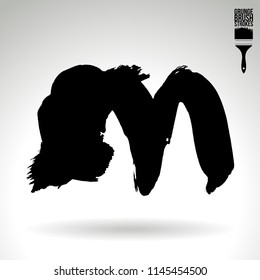 Black brush stroke and texture. Grunge vector abstract hand - painted element. Underline and border design.