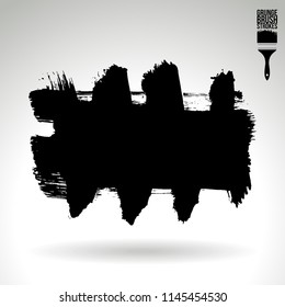 Black brush stroke and texture. Grunge vector abstract hand - painted element. Underline and border design.