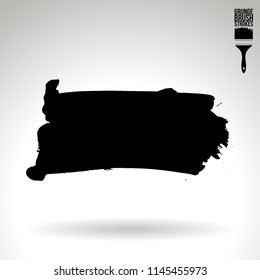 Black brush stroke and texture. Grunge vector abstract hand - painted element. Underline and border design.