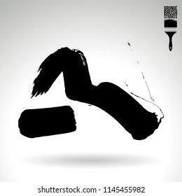 Black brush stroke and texture. Grunge vector abstract hand - painted element. Underline and border design.