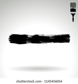 Black brush stroke and texture. Grunge vector abstract hand - painted element. Underline and border design.