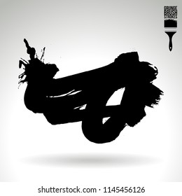 Black brush stroke and texture. Grunge vector abstract hand - painted element. Underline and border design.