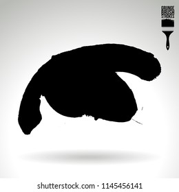 Black brush stroke and texture. Grunge vector abstract hand - painted element. Underline and border design.
