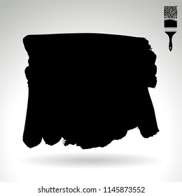 Black brush stroke and texture. Grunge vector abstract hand - painted element. Underline and border design.