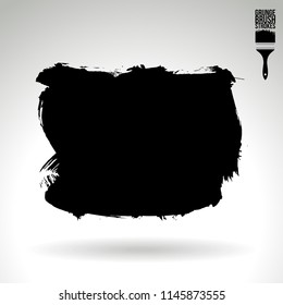 Black brush stroke and texture. Grunge vector abstract hand - painted element. Underline and border design.