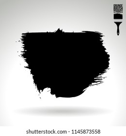 Black brush stroke and texture. Grunge vector abstract hand - painted element. Underline and border design.