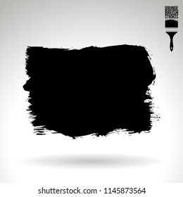 Black brush stroke and texture. Grunge vector abstract hand - painted element. Underline and border design.