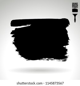 Black brush stroke and texture. Grunge vector abstract hand - painted element. Underline and border design.