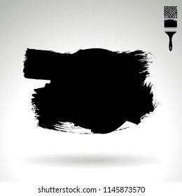Black brush stroke and texture. Grunge vector abstract hand - painted element. Underline and border design.