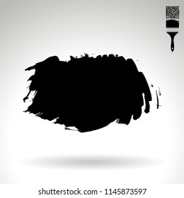 Black brush stroke and texture. Grunge vector abstract hand - painted element. Underline and border design.