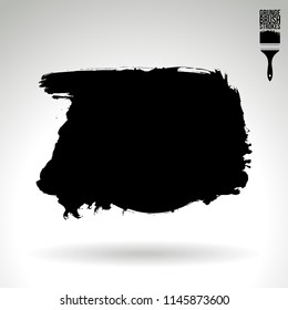 Black brush stroke and texture. Grunge vector abstract hand - painted element. Underline and border design.