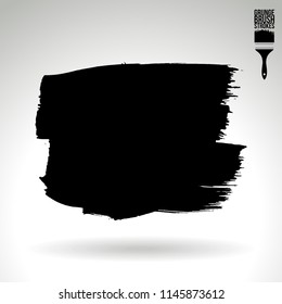 Black brush stroke and texture. Grunge vector abstract hand - painted element. Underline and border design.