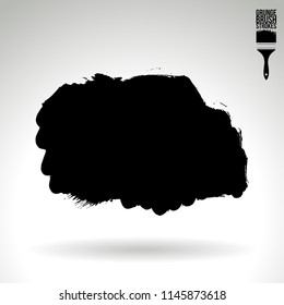 Black brush stroke and texture. Grunge vector abstract hand - painted element. Underline and border design.