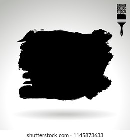 Black brush stroke and texture. Grunge vector abstract hand - painted element. Underline and border design.