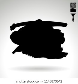 Black brush stroke and texture. Grunge vector abstract hand - painted element. Underline and border design.