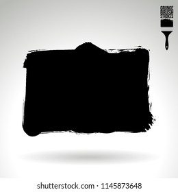 Black brush stroke and texture. Grunge vector abstract hand - painted element. Underline and border design.