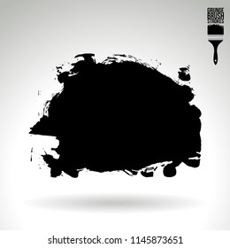 Black brush stroke and texture. Grunge vector abstract hand - painted element. Underline and border design.