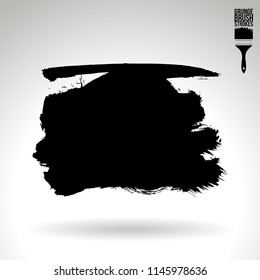 Black brush stroke and texture. Grunge vector abstract hand - painted element. Underline and border design.